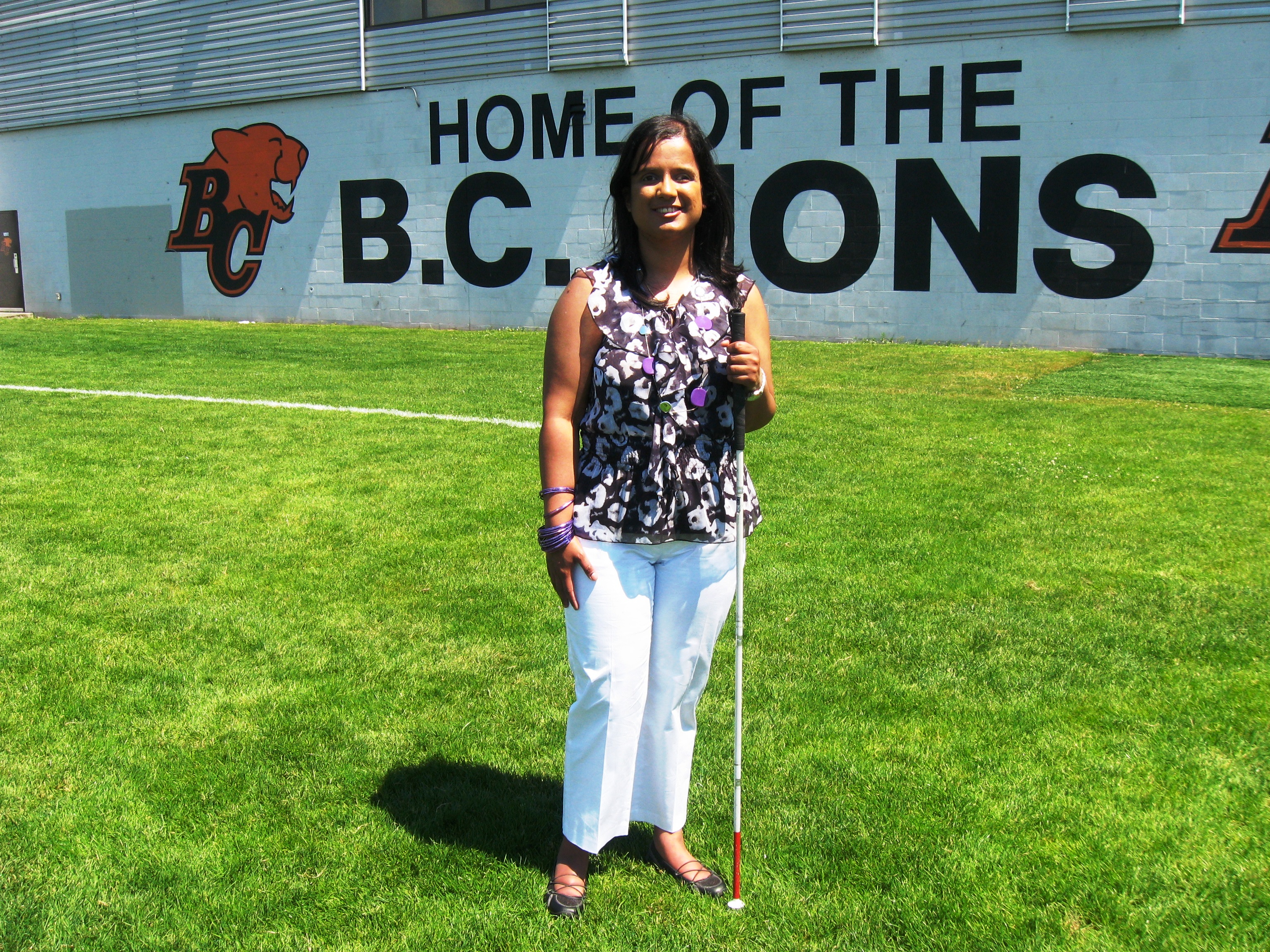 Kristy on the BC Lions practice field